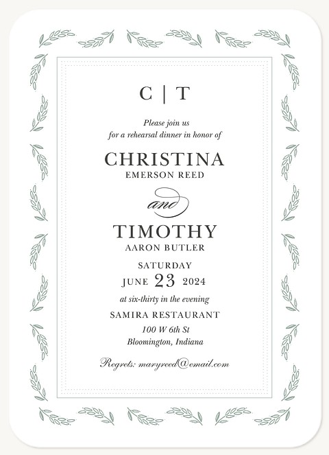 Laurel Frame Rehearsal Dinner Invitations