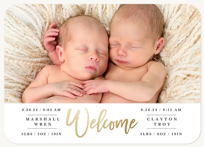 Brightest Welcome Twin Birth Announcements