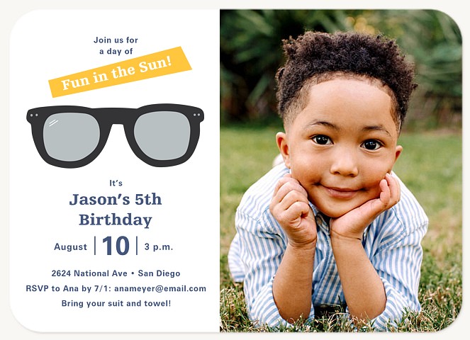 Cool Shades Kids Birthday Invitations
