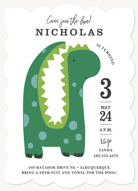 Playful Dino Kids Birthday Invitations