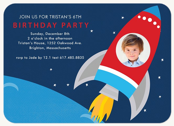 Rocket Kid Kids Birthday Invitations