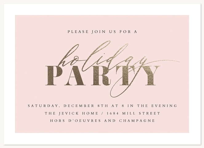 Modern Blush Holiday Party Invitations