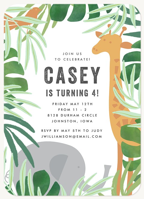 In the Jungle Kids Birthday Invitations