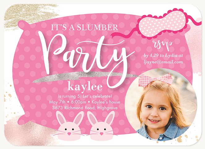 Slumber Party Kids Birthday Invitations
