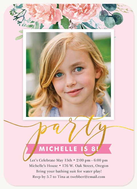 Peony Bloom Girl Birthday Party Invitations