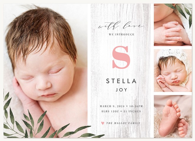 Rustic Foliage Girl Baby Announcements