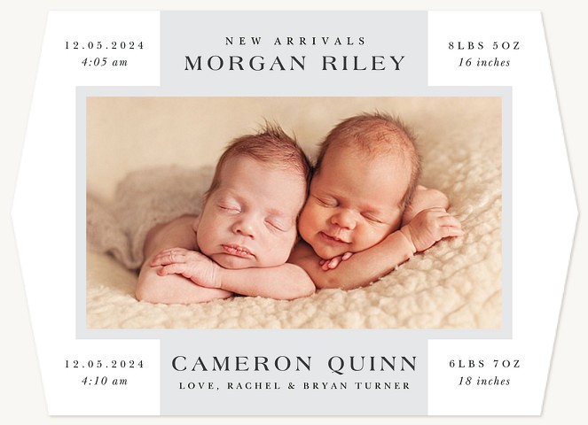  Double Arrival Twin Birth Announcements