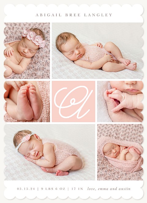 Blushed Monogram Baby Announcements