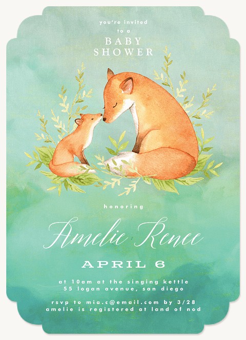Watercolor Foxes Baby Shower Invites