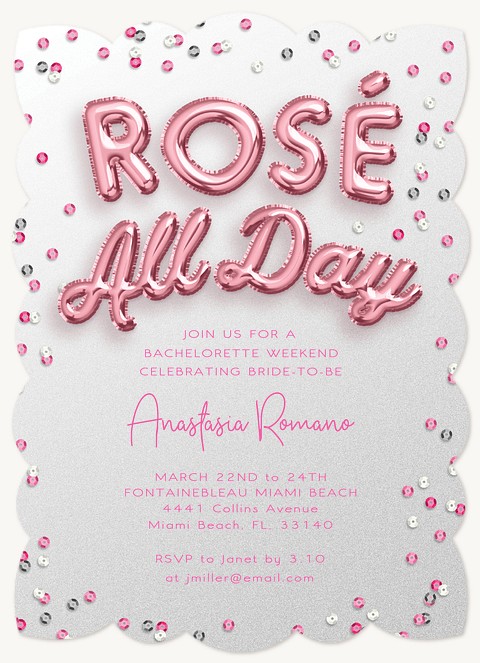 Rosé Balloons Party Invitations