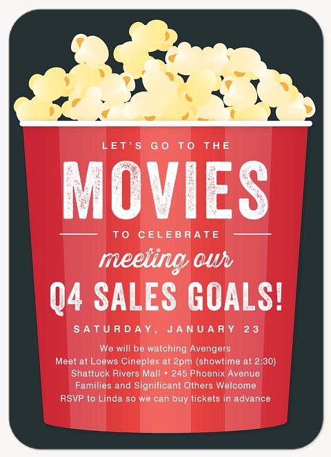 Movie Popcorn Party Invitations