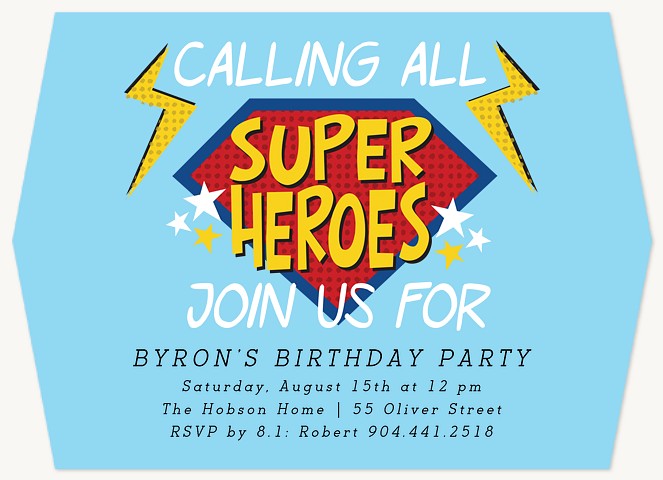 Calling Superheros Boy Birthday Party Invitations