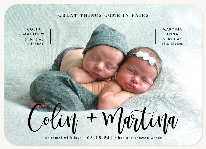 Double Up Twin Birth Announcements