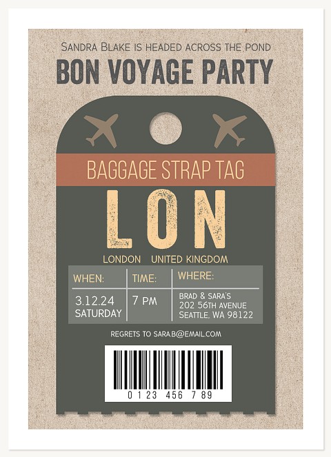 Baggage Tag Party Invitations