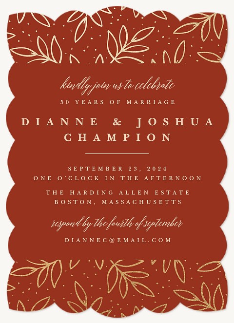 Autumn Sprigs Wedding Anniversary Invitations