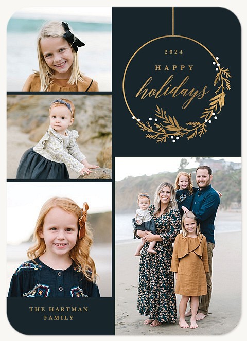 Gilded Wreath Photo Holiday Cards