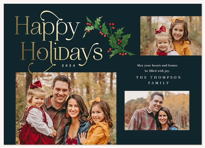 Holiday Holly Photo Holiday Cards