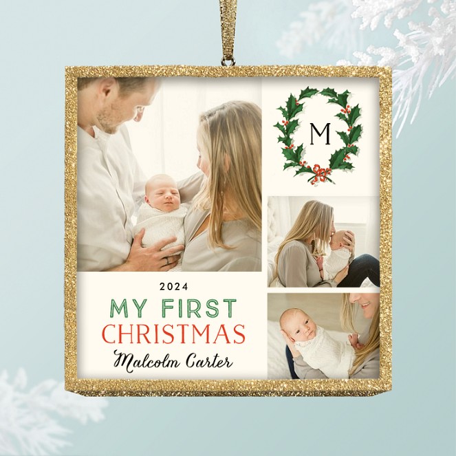 Holly Laurels Personalized Ornaments