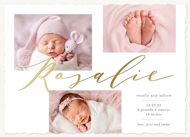 Gilded Signature Girl Baby Announcements