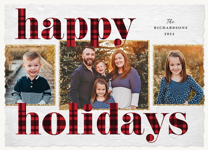 Bold Plaid Personalized Holiday Cards