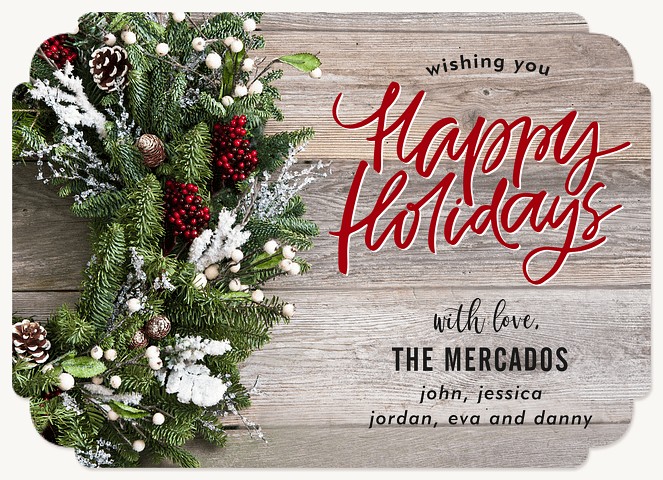 Barn Wreath Personalized Holiday Cards
