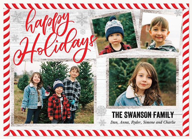 Candy Cane Frame Personalized Holiday Cards
