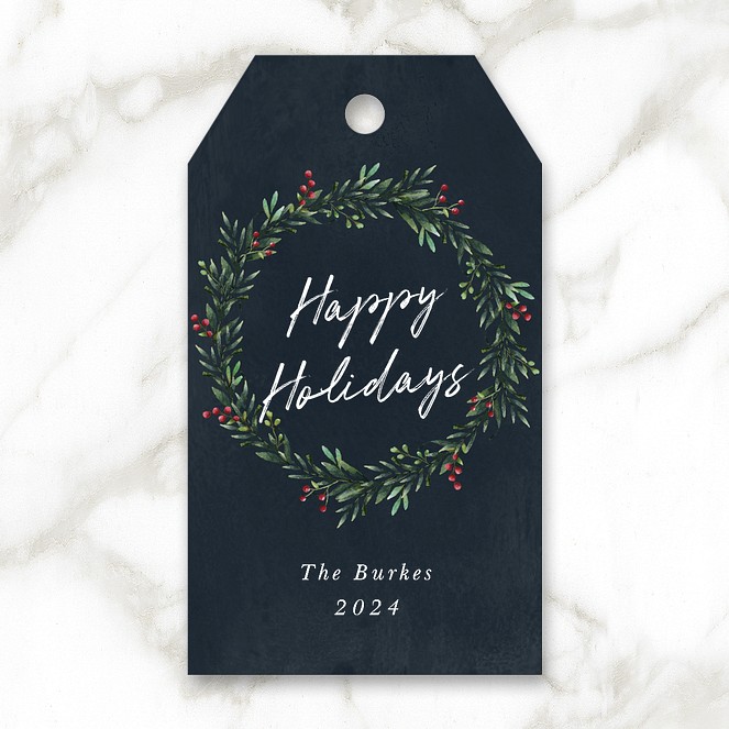 Holiday Wreath Custom Gift Tags