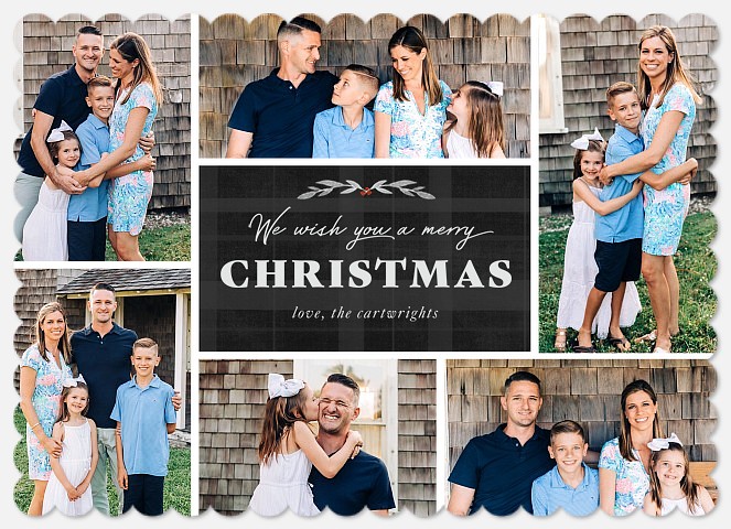 Slate Plaid Holiday Photo Cards