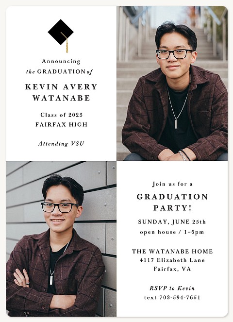 Delicate Cap Graduation Invitations