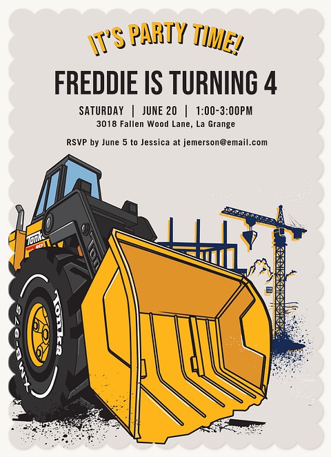 Tonka Big Dozer Kids Birthday Invitations