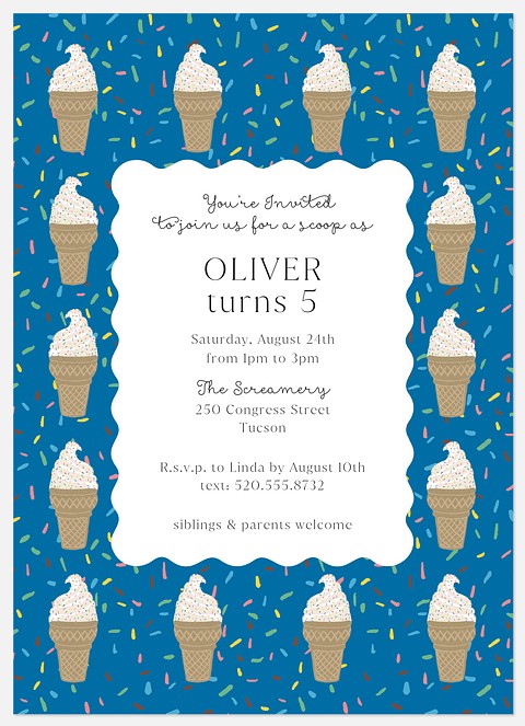 Ice Cream Sprinkles Kids' Birthday Invitations