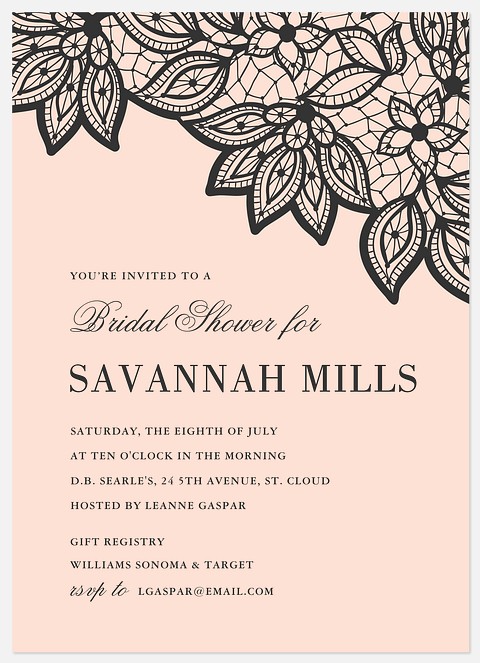 Chantilly Overlay Bridal Shower Invitations