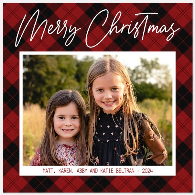 Plaid Square Holiday Photo Cards