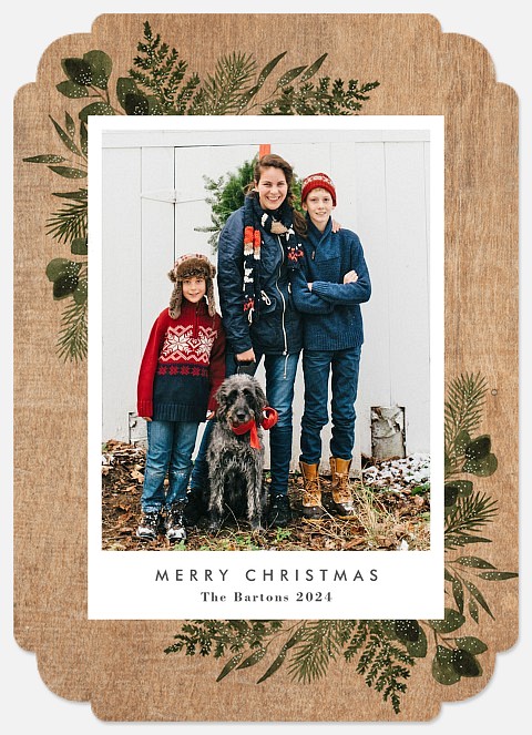 Stamped Greenery Holiday Photo Cards