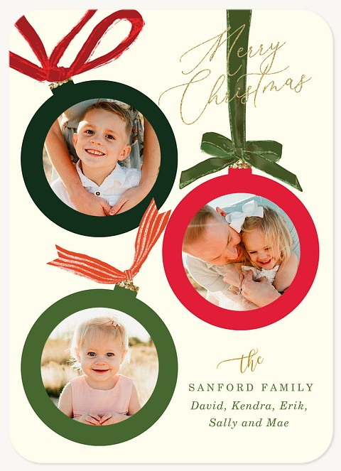 Ornament Bows Personalized Holiday Cards