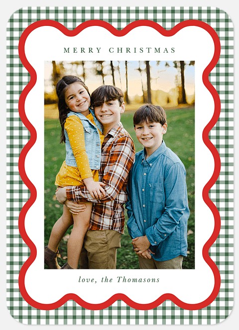 Festive Scallop Frame Holiday Photo Cards