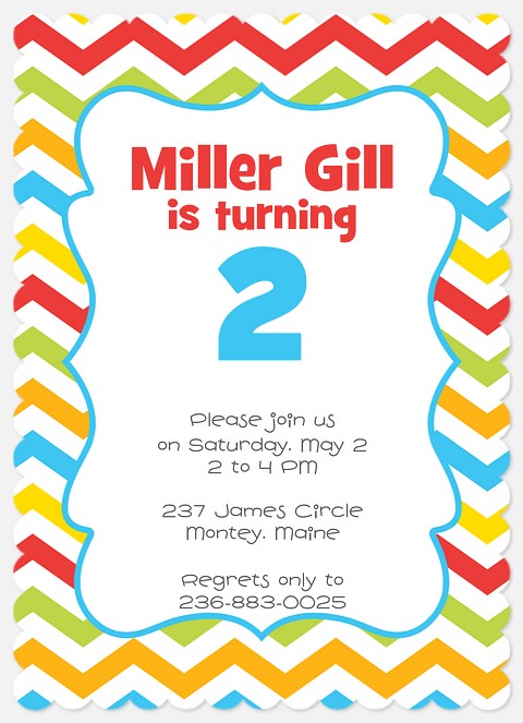 Cheery Chevrons Kids' Birthday Invitations