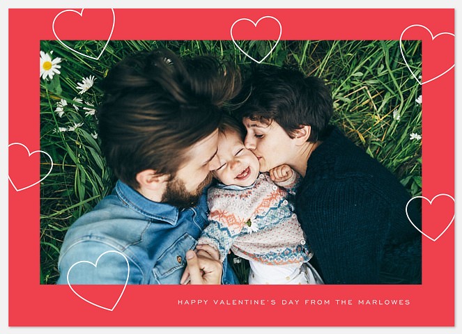 Scattered Hearts Valentine Photo Cards