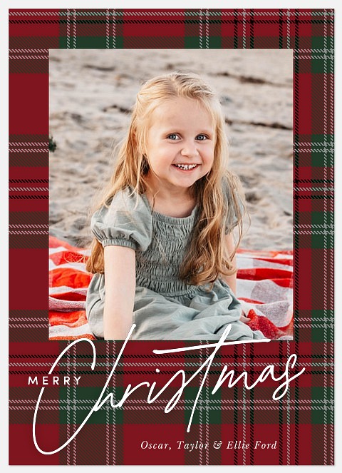 Modern Plaid Holiday Photo Cards