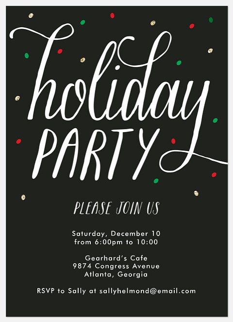 Vibrant Confetti Holiday Party Invitations