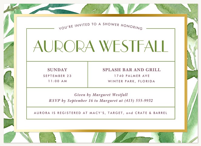 Glam Flora Bridal Shower Invitations