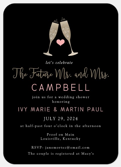 Celebratory Toast Bridal Shower Invitations