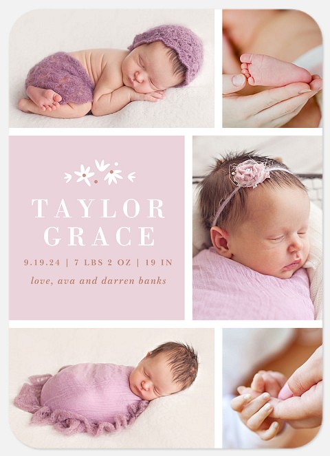 Precious Flower Baby Birth Announcements