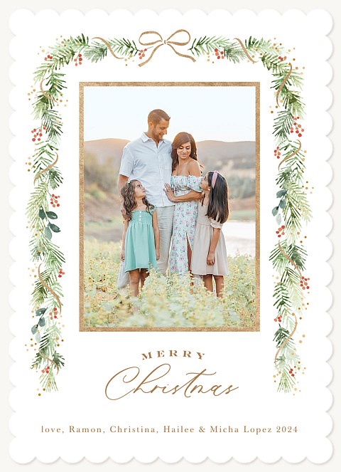 Pine and Bow Personalized Holiday Cards