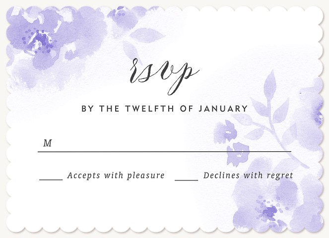 Watercolor Violets Bat Mitzvah RSVP Cards