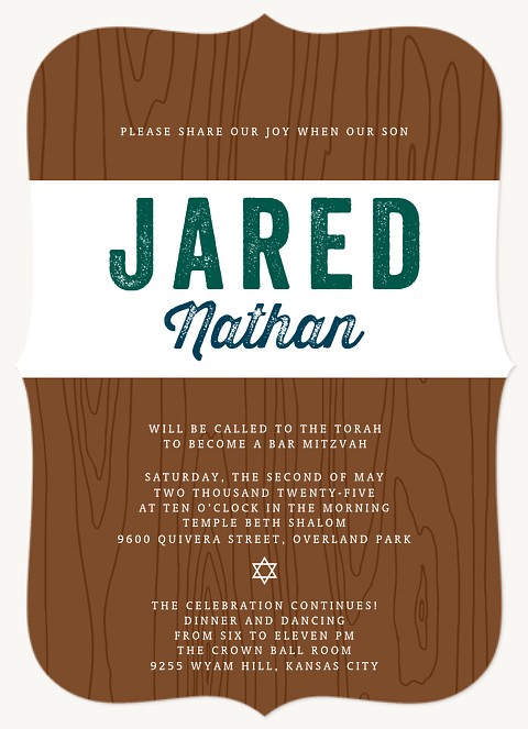 Dapper Panel Bar Mitzvah Invitations