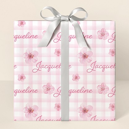 Floral Gingham Wrapping Paper