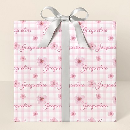 Floral Gingham Wrapping Paper