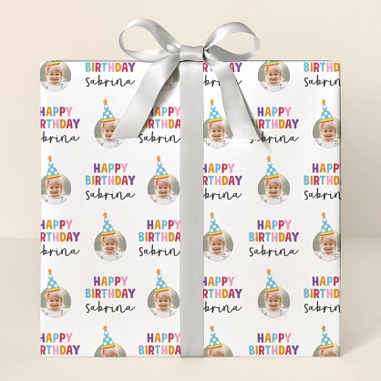 Happy Birthday Hat Photo Wrapping Paper
