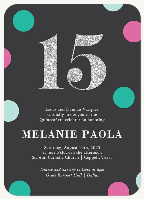 Dots & Glitter Quinceañera Invitations